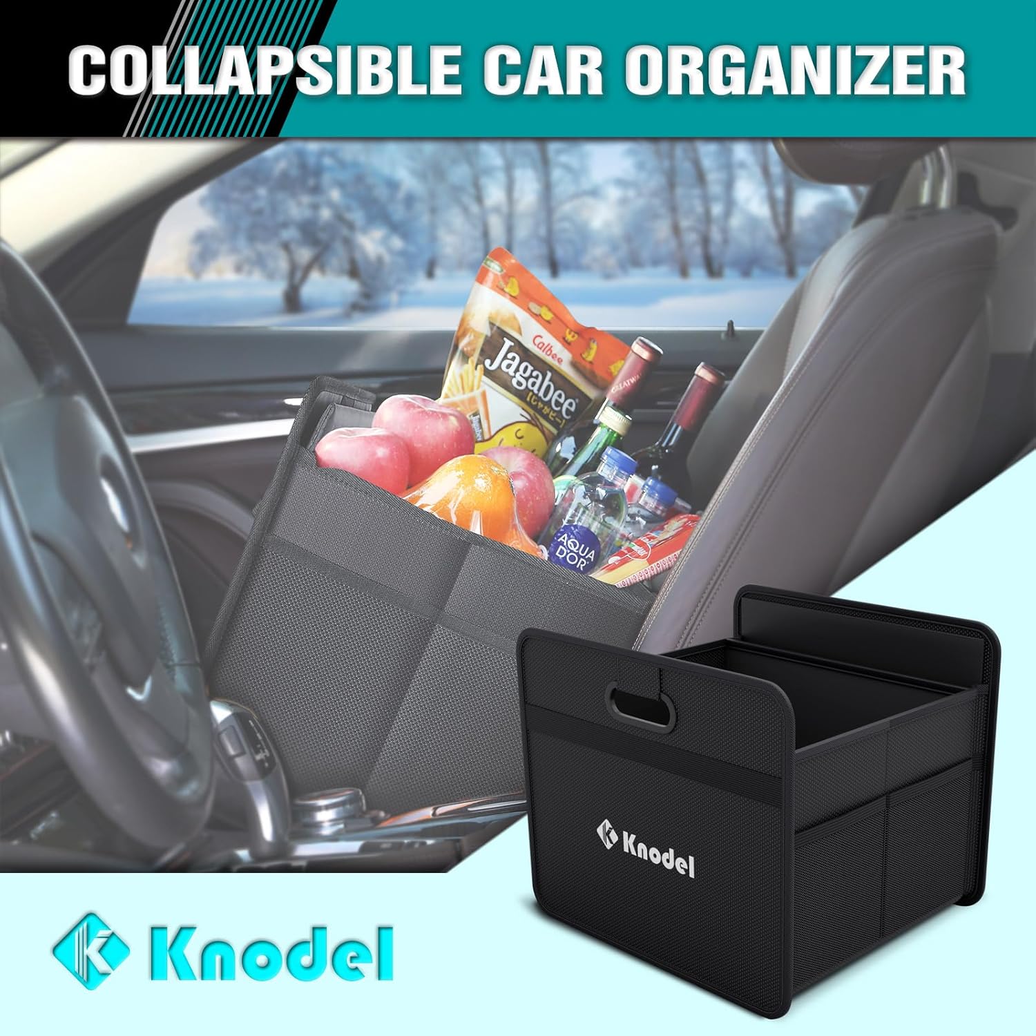 K KNODEL Car Trunk Organizer, Foldable Organizer for Car, Automotive Consoles & Organizers, Storage with Reinforced Handles (Small, Black) - Image 4
