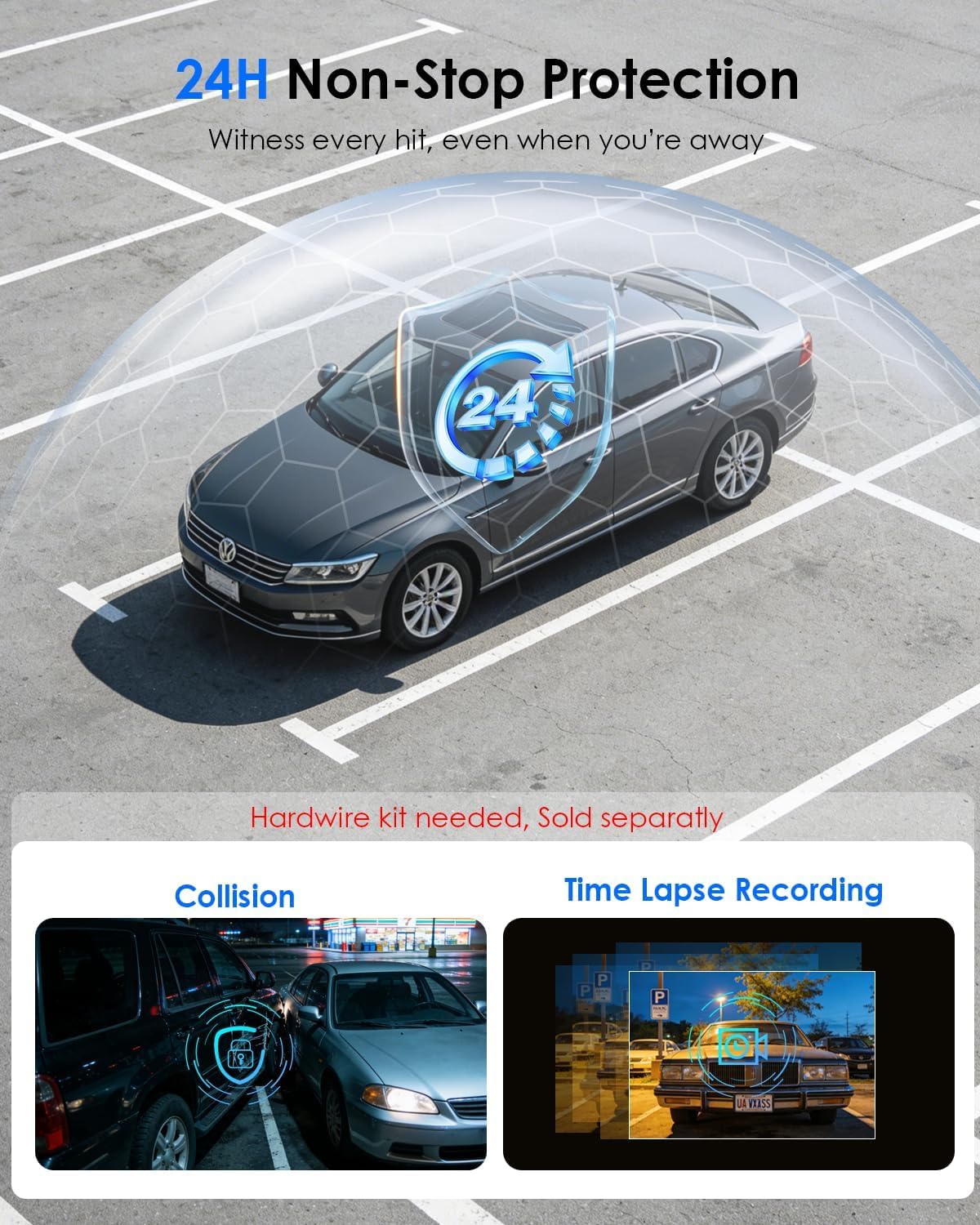 4K+4K Dash Cam Front and Rear, Free 128GB Card Included, 5.8GHz WiFi-20MB/s Fast Download, Dash Camera for Cars with Accurate GPS, G-Sensor, WDR Night Vision, 3.39" IPS Screen, 24H Parking Mode - Image 6