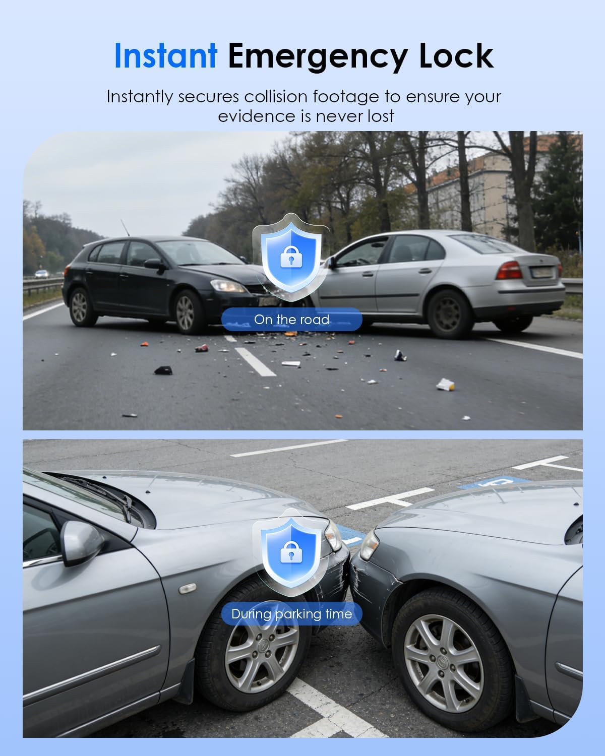 4K+4K Dash Cam Front and Rear, Free 128GB Card Included, 5.8GHz WiFi-20MB/s Fast Download, Dash Camera for Cars with Accurate GPS, G-Sensor, WDR Night Vision, 3.39" IPS Screen, 24H Parking Mode - Image 7